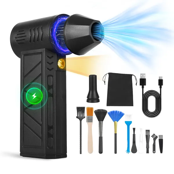 Compressed Air Duster with LED Light Up to 150000RPM