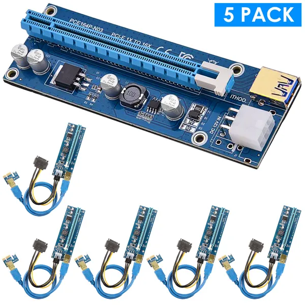 5Sets PCI-E PCI Express Risers GPU Mining Powered Riser Adapter Card