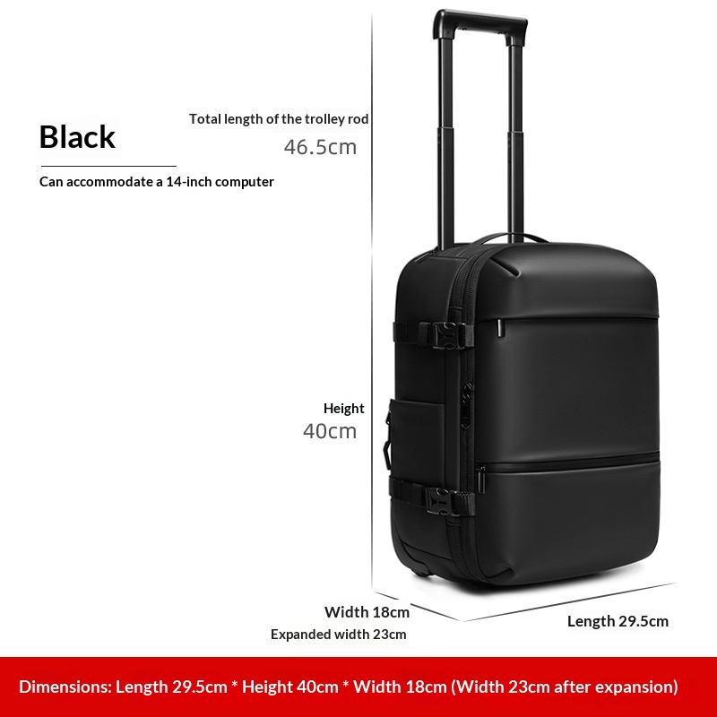 Expandable Rolling Backpack Large-capacity Suitcase, Carry-on Handbag With Wheels BlACK