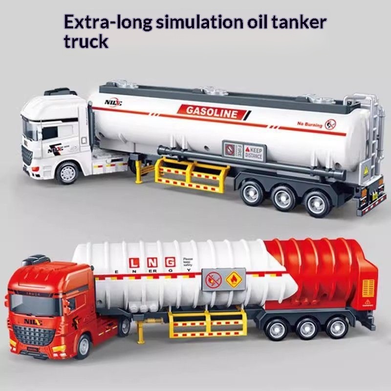 Boys Realistic Inertia-powered Transport Truck Gas Tanker Model White